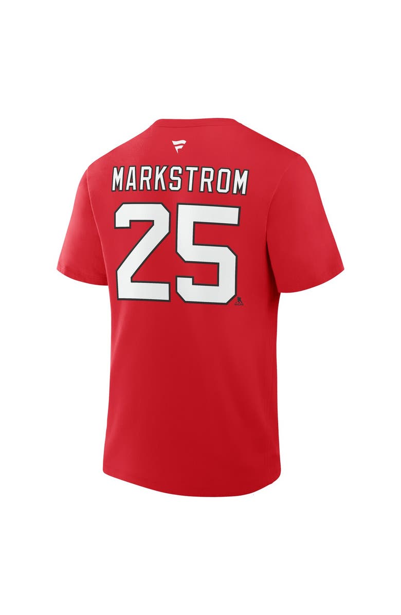 FANATICS Men's Fanatics Jacob Markstrom Red New Jersey Devils Authentic Stack Name & Number T-Shirt, Alternate, color, Red