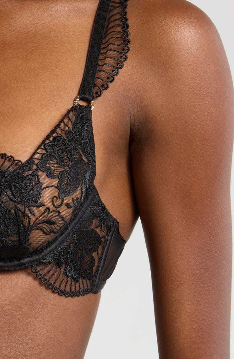 Bluebella Gabriella Embroidered Mesh Underwire Bra, Alternate, color, Black