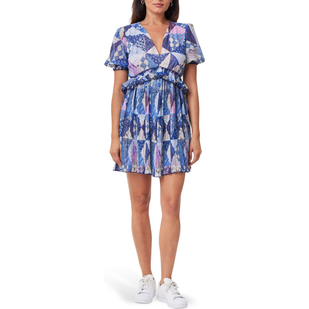 Scotch & Soda Patchwork Pleated Minidress In Memory Quilt