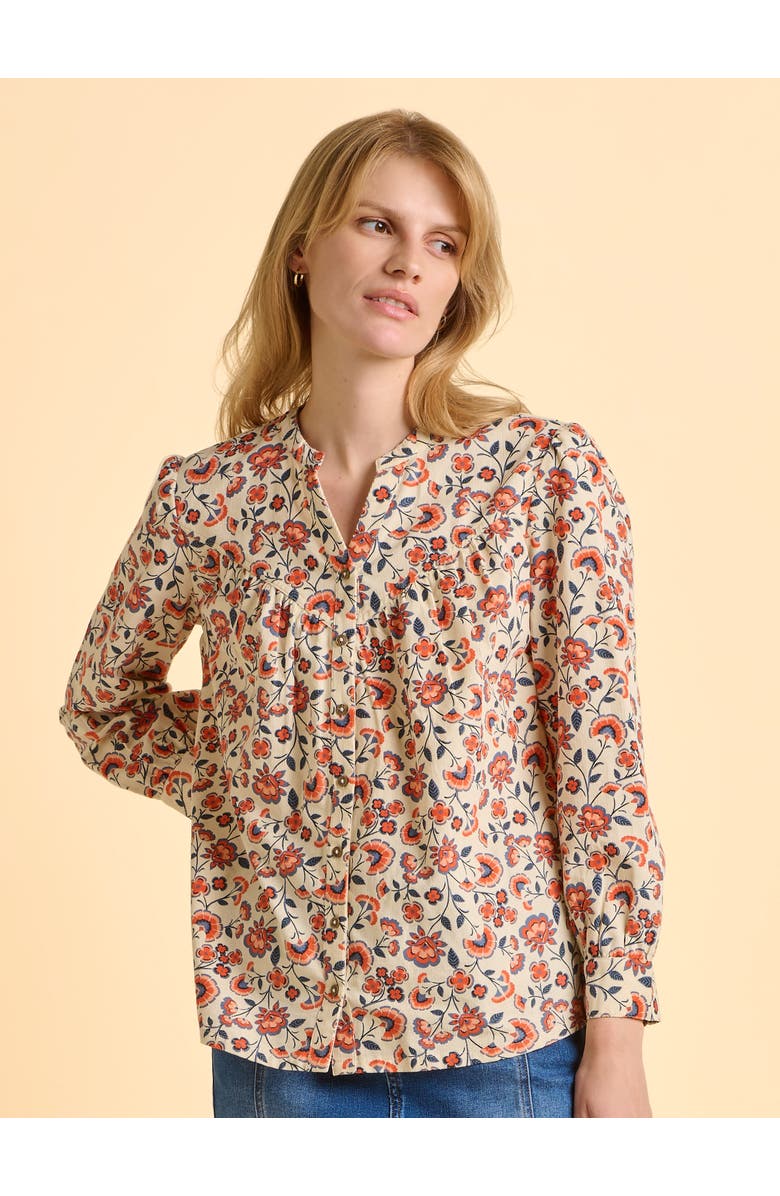 Brakeburn Lindsay Long Sleeve V-Neck Shirt, Alternate, color, Cream