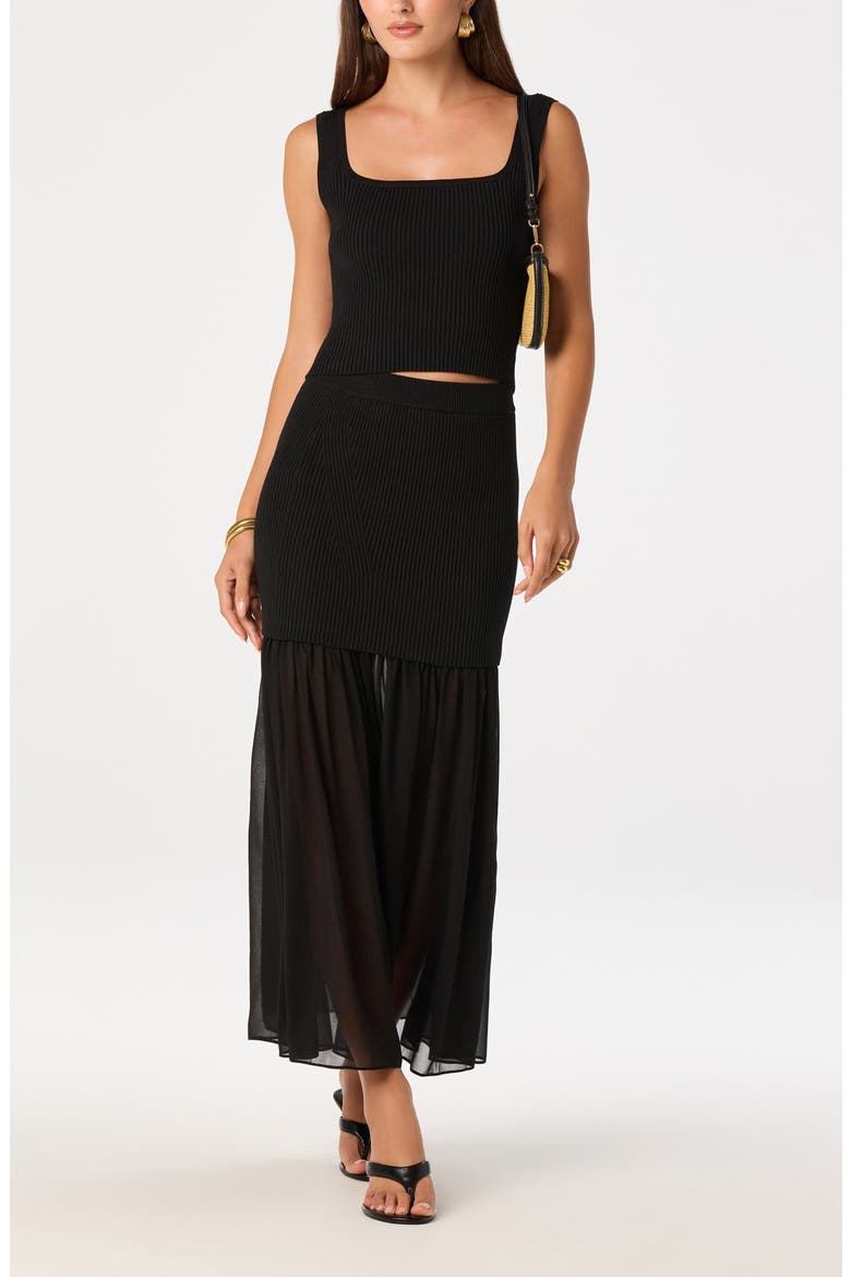 Halie Mixed Media Maxi Skirt, Alternate, color, BLACK
