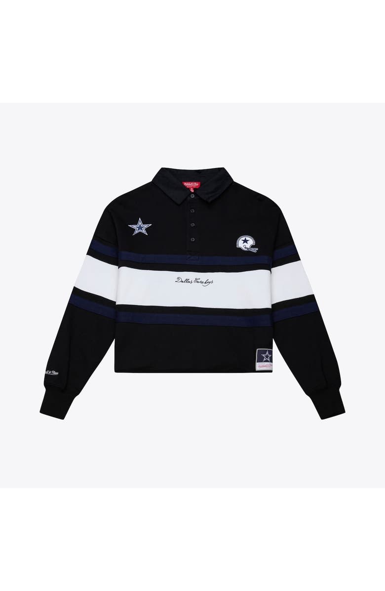 Mitchell & Ness Women's Mitchell & Ness  Black Dallas Cowboys  Cropped Long Sleeve Rugby Polo, Alternate, color, Black