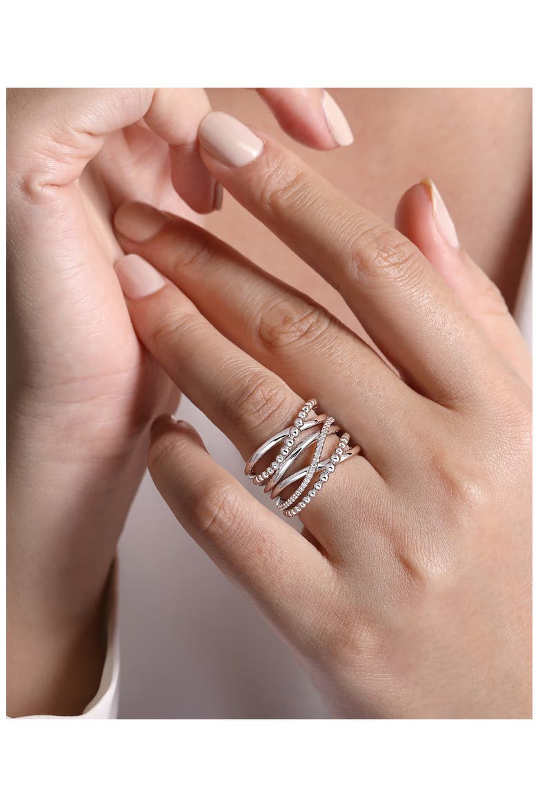 Sterling Silver White Sapphire Crisscross Ring, Alternate, color, STERLING SILVER