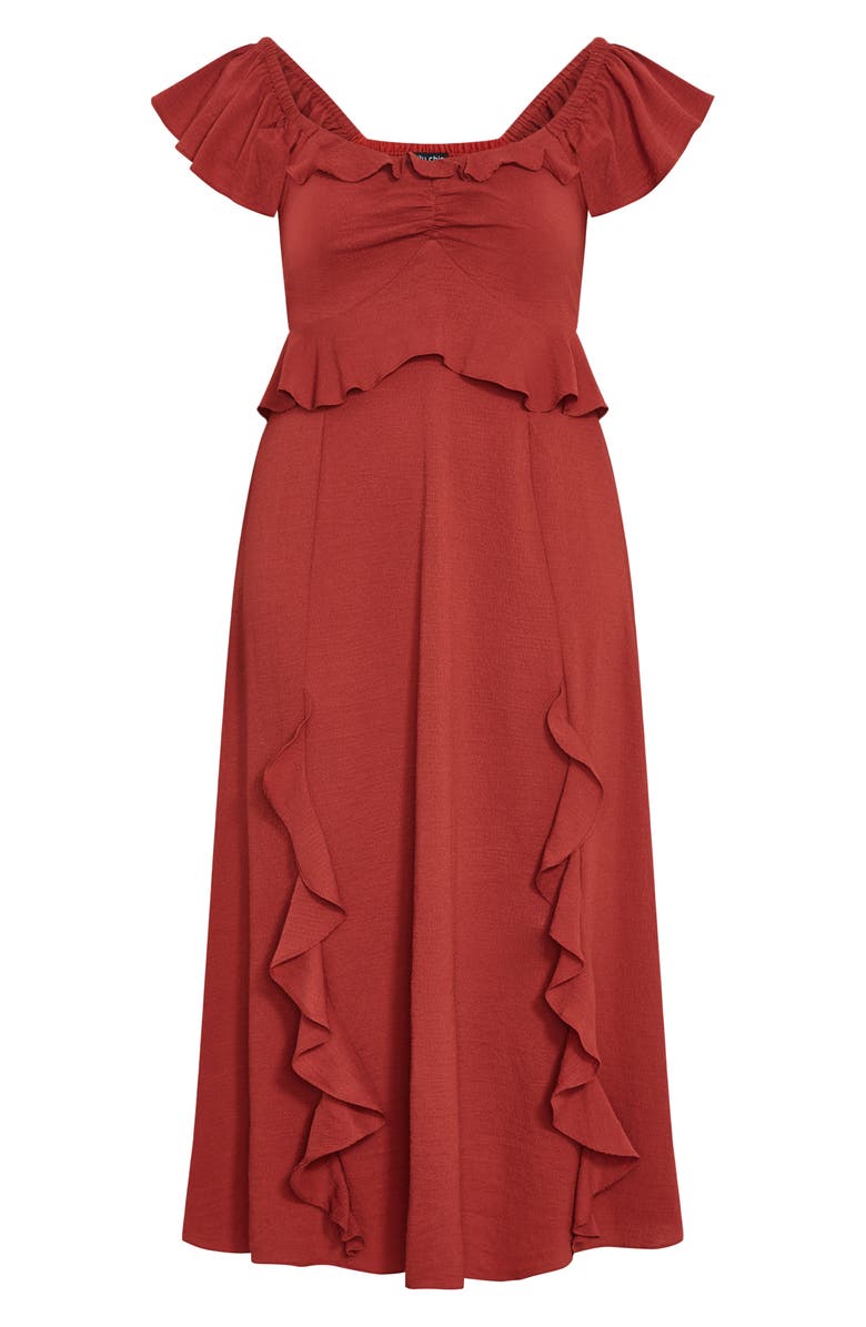City Chic Frill Ruffle Maxi Dress, Alternate, color, Sienna