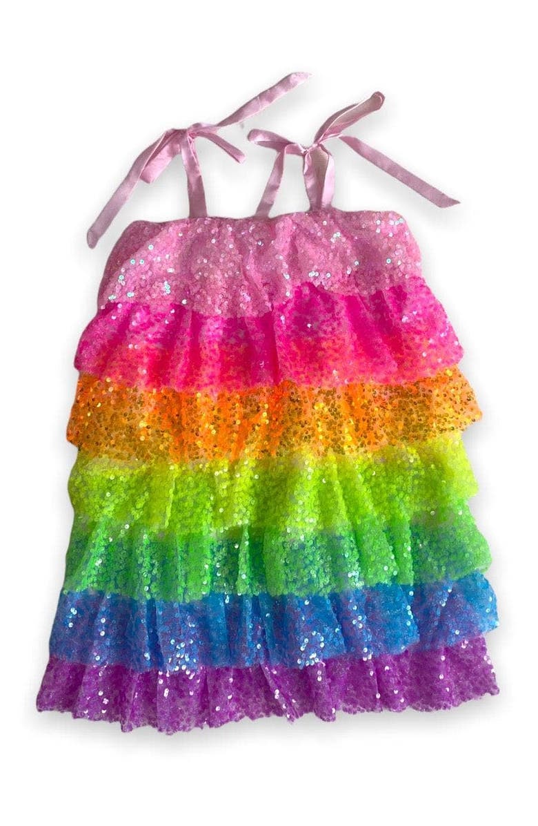 Lola + The Boys Neon Sequin Ruffle Dress, Main, color, Multicolor