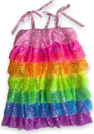 Lola + The Boys Neon Sequin Ruffle Dress