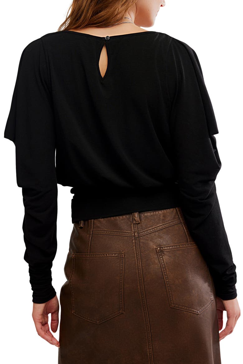 Moxie Draped Jersey Top, Alternate, color, BLACK