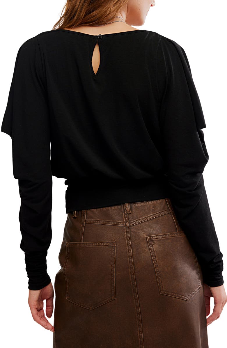 Free People Moxie Draped Jersey Top, Alternate, color, Black