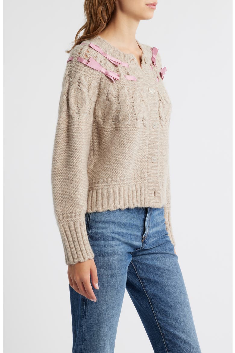 Clementian Alpaca & Wool Blend Cardigan, Alternate, color, OATMEAL MELANGE