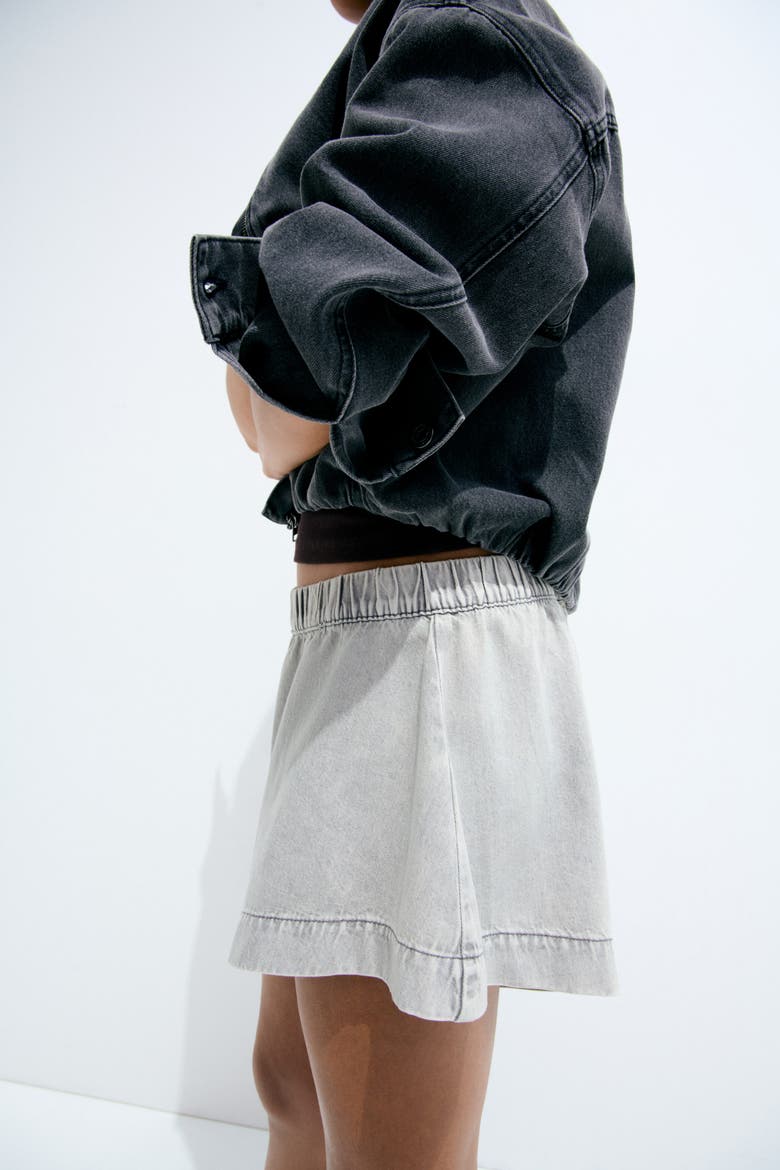 Denim Pull-on Shorts, Alternate, color, Light denim gray