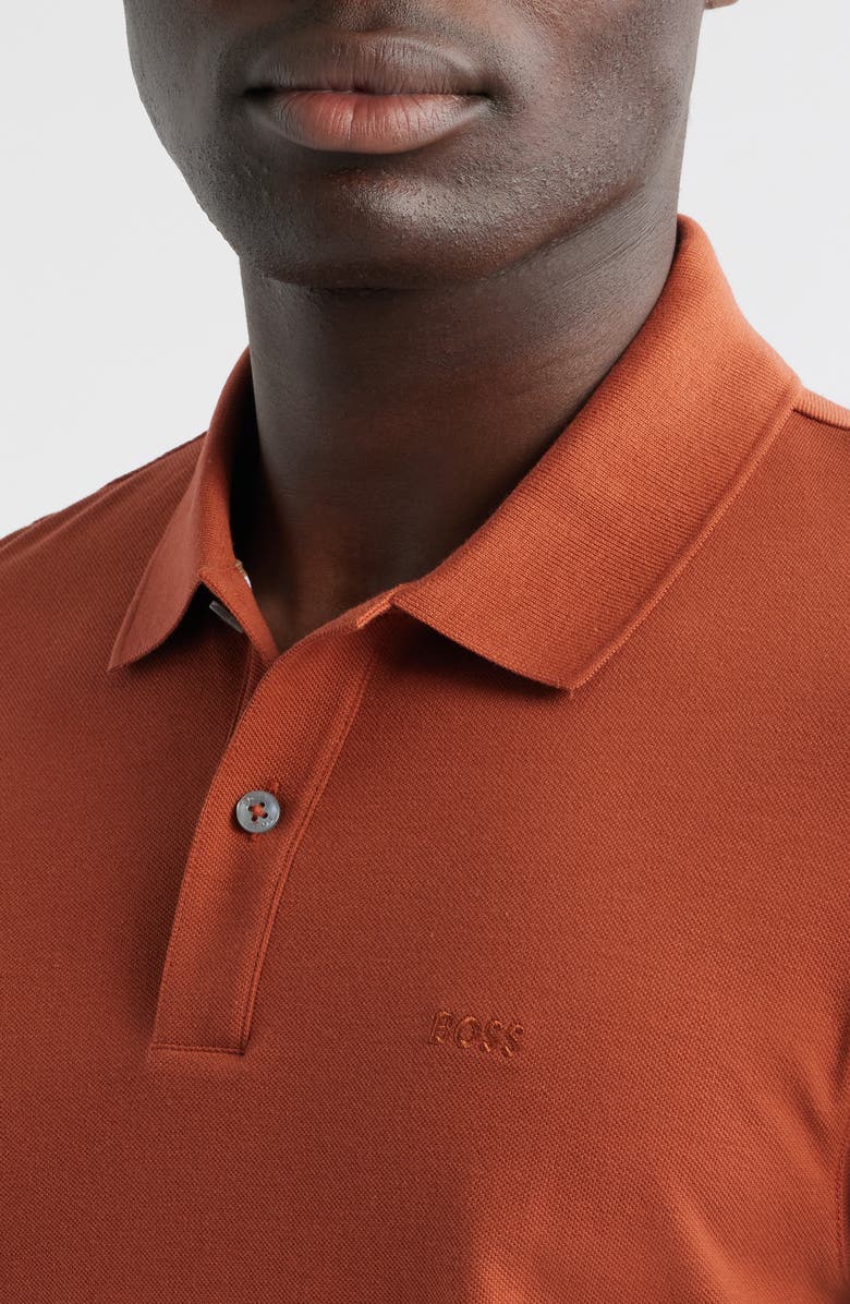BOSS Pallas Cotton Polo, Alternate, color, Dark Orange