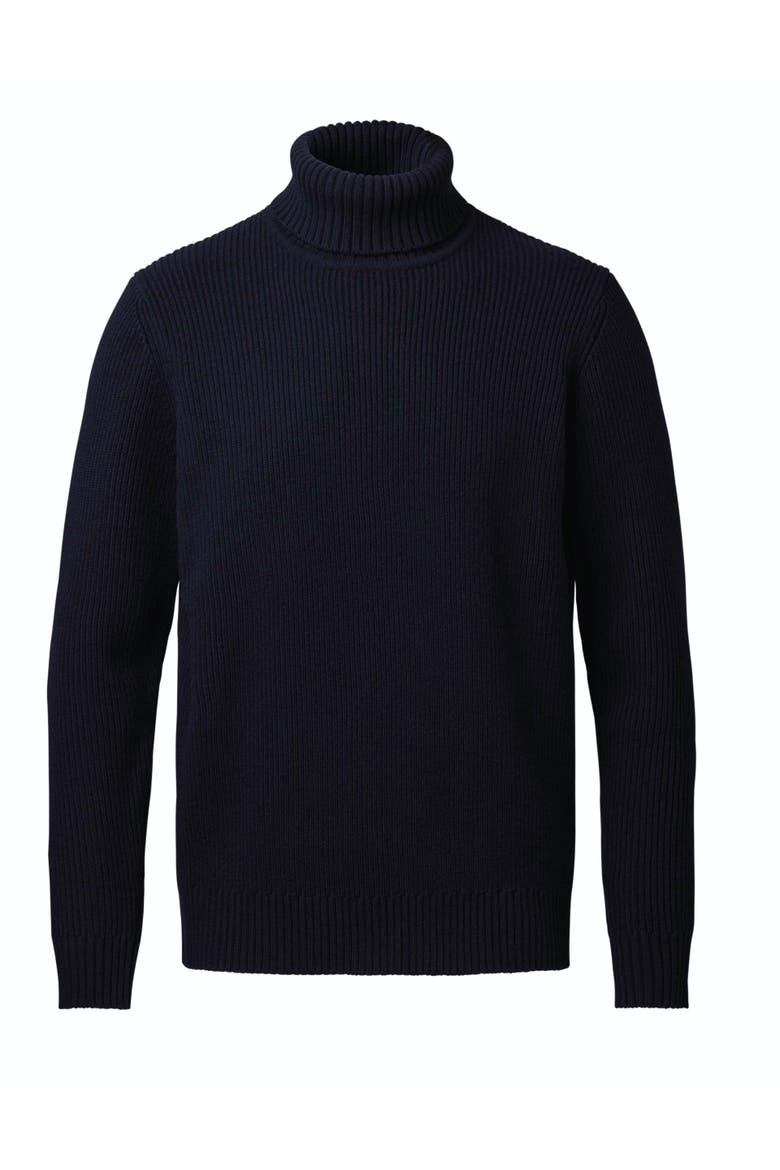 Chunky Merino Roll Neck Sweater, Alternate, color, Navy