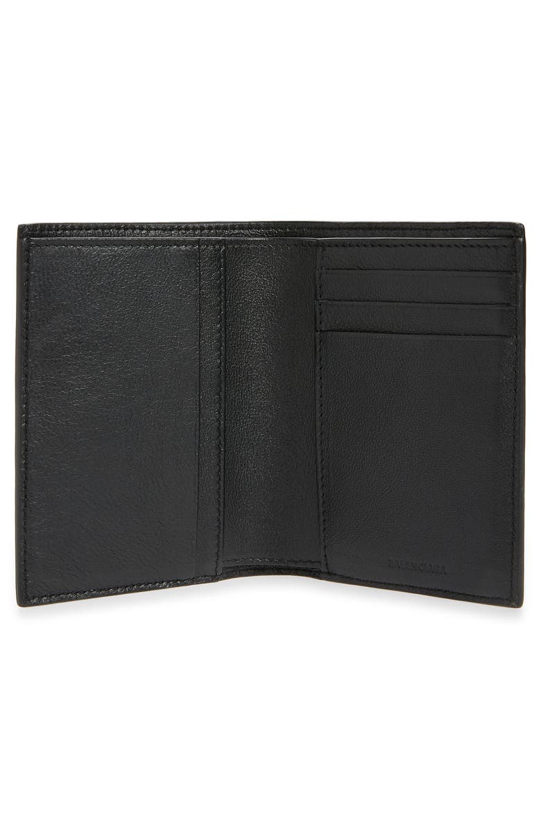 Balenciaga Cash Logo Vertical Leather Bifold Wallet, Alternate, color, 
