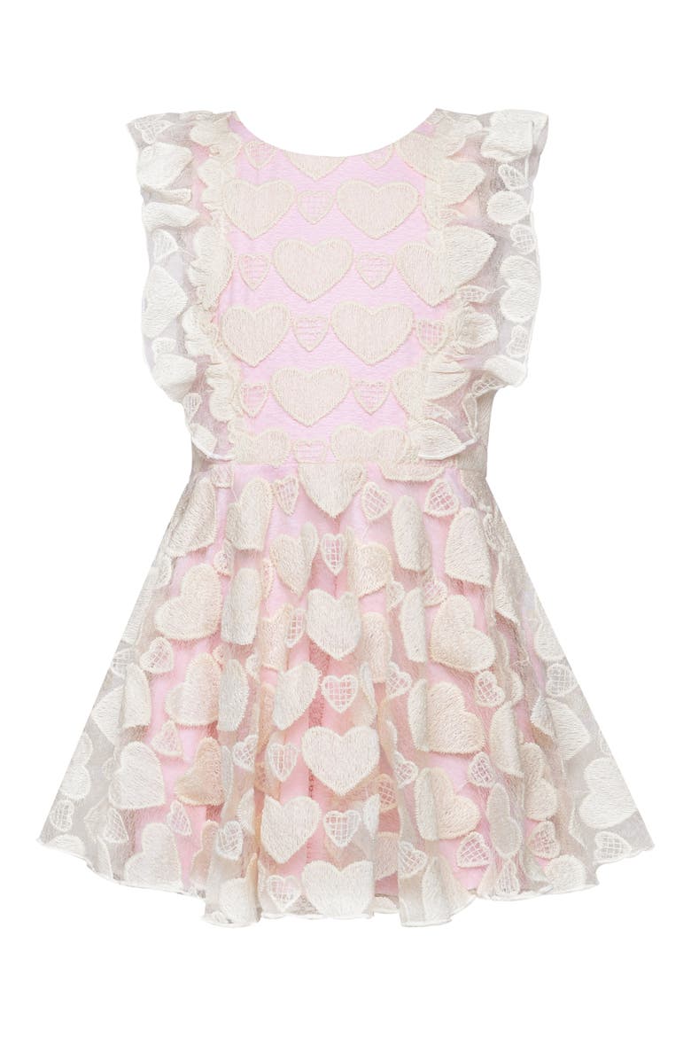 Kids' Embroidered Flutter Sleeve Party Dress, Main, color, NATURAL