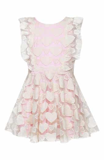 Kids' Embroidered Flutter Sleeve Party Dress