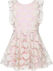 Truly Me Kids' Embroidered Flutter Sleeve Party Dress