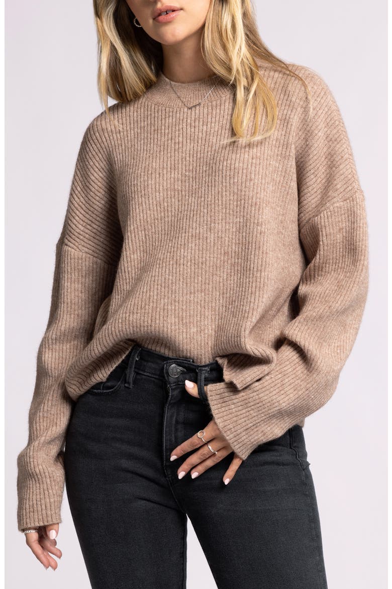 Lana Rib Crewneck Sweater, Main, color, HEATHER MOCHA