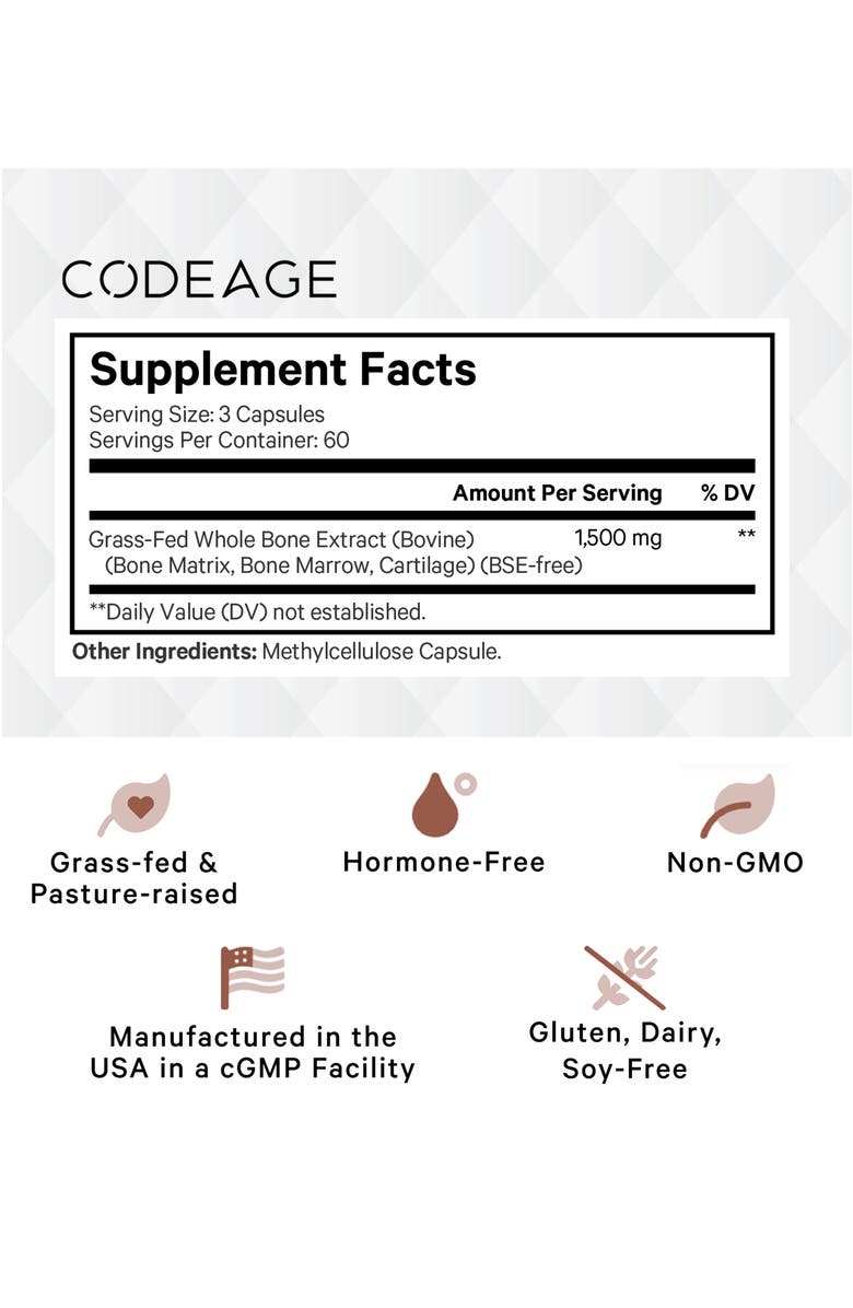 Codeage Grass-Fed Bone Marrow Supplement, Alternate, color, White