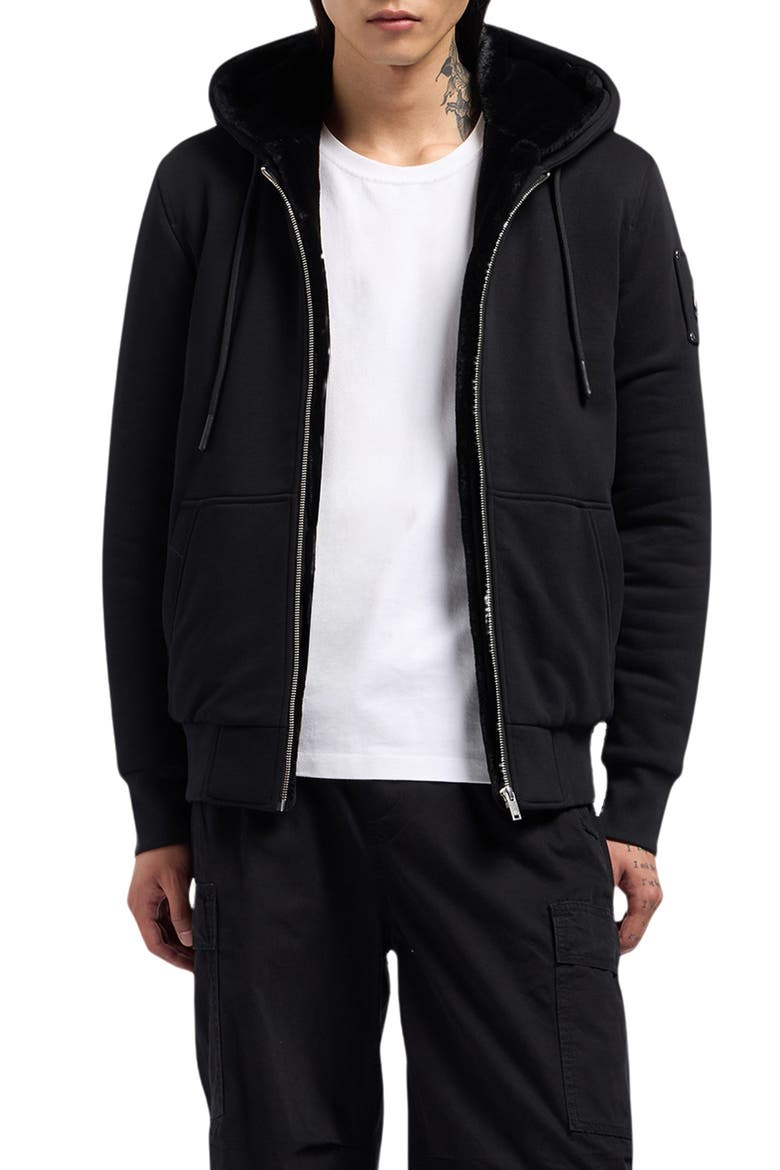 Classic Bunny Fleece Jacket with Removable Faux Fur Lining, Main, color, BLACK