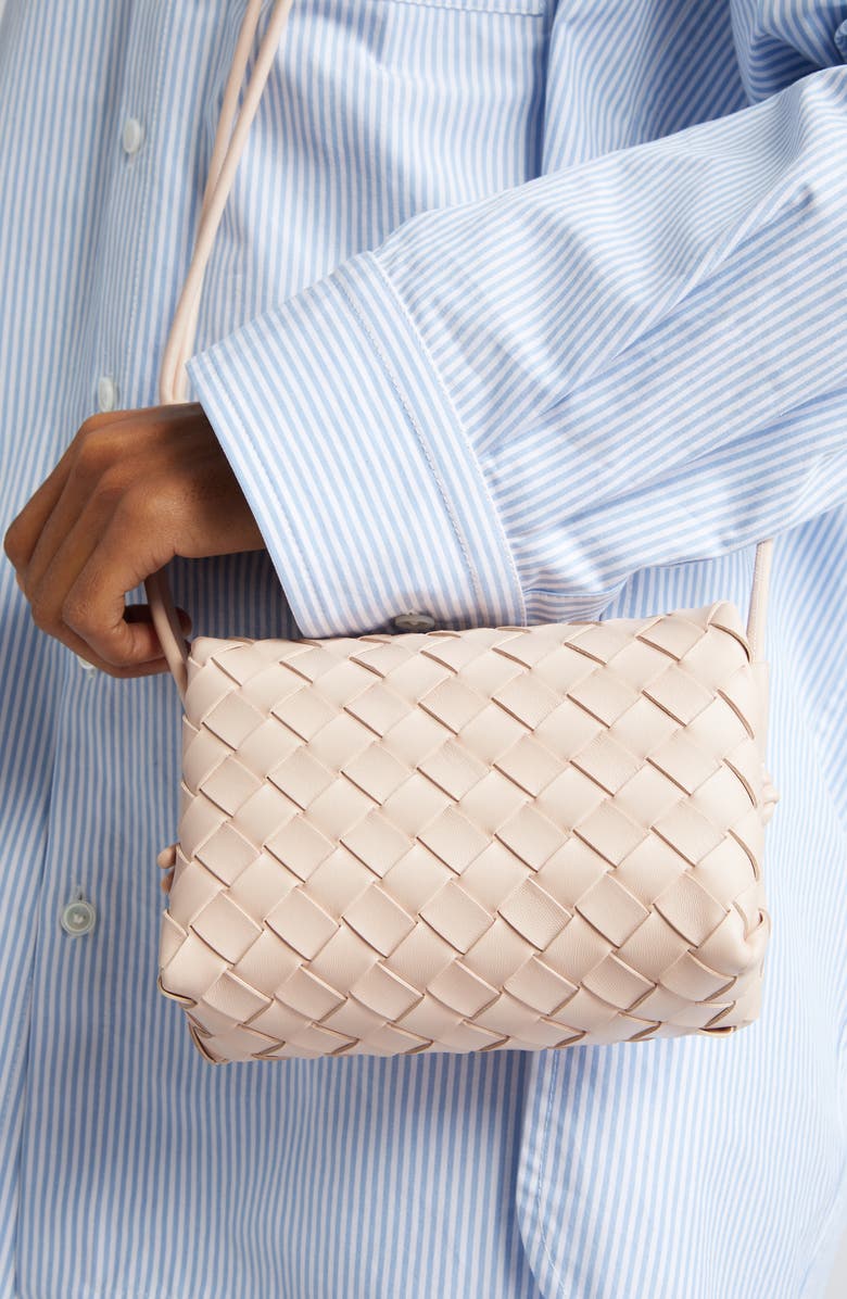 Bottega Veneta Small Intrecciato Leather Crossbody Bag, Alternate, color, Lotus/ Gold