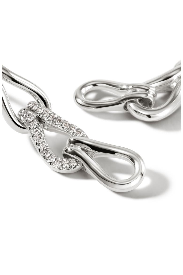 Surf Pavé Diamond Link Drop Earrings, Alternate, color, SILVER