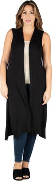 24seven Comfort Apparel Long Sleeveless Cardigan Vest
