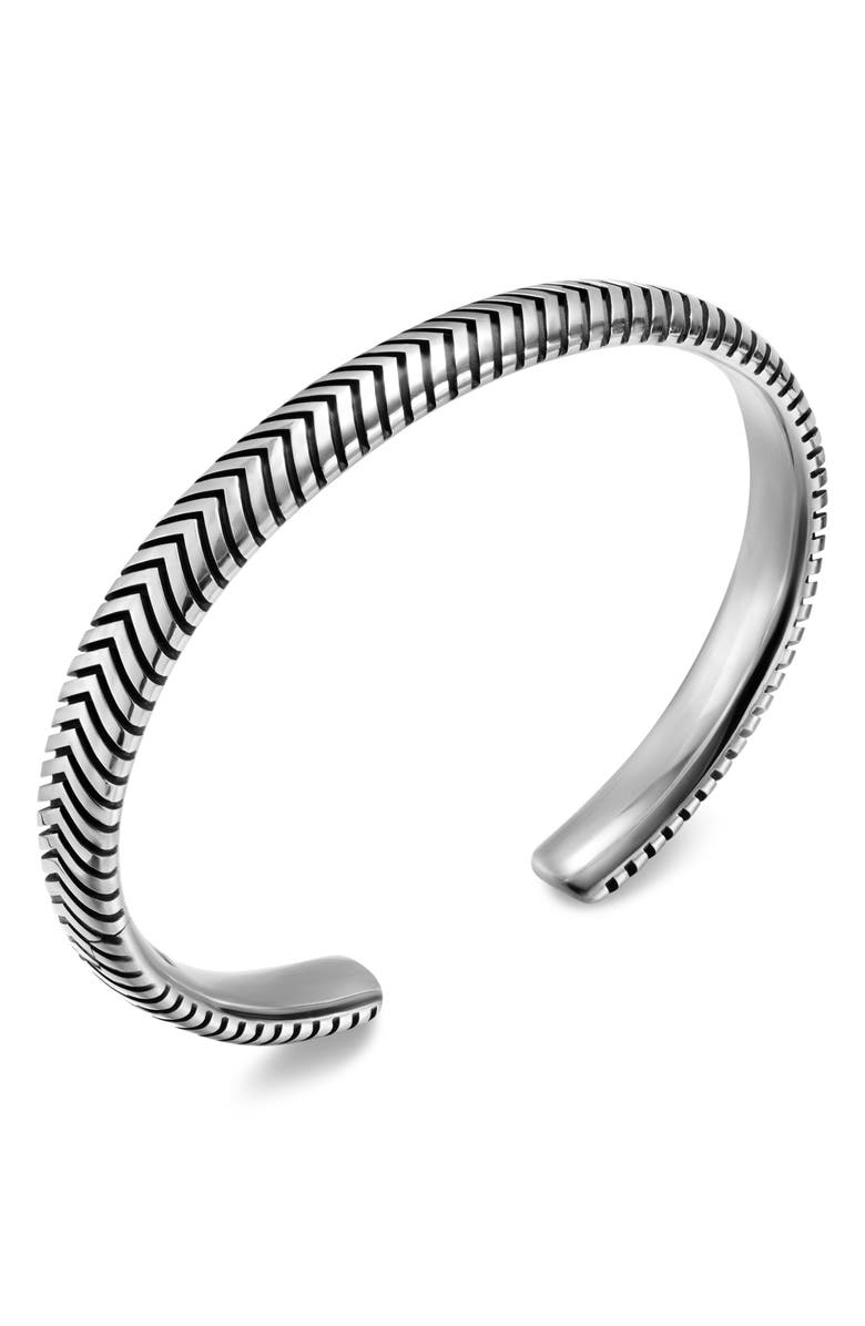 David Yurman Chevron Cuff Bracelet in Sterling Silver, Alternate, color, Silver