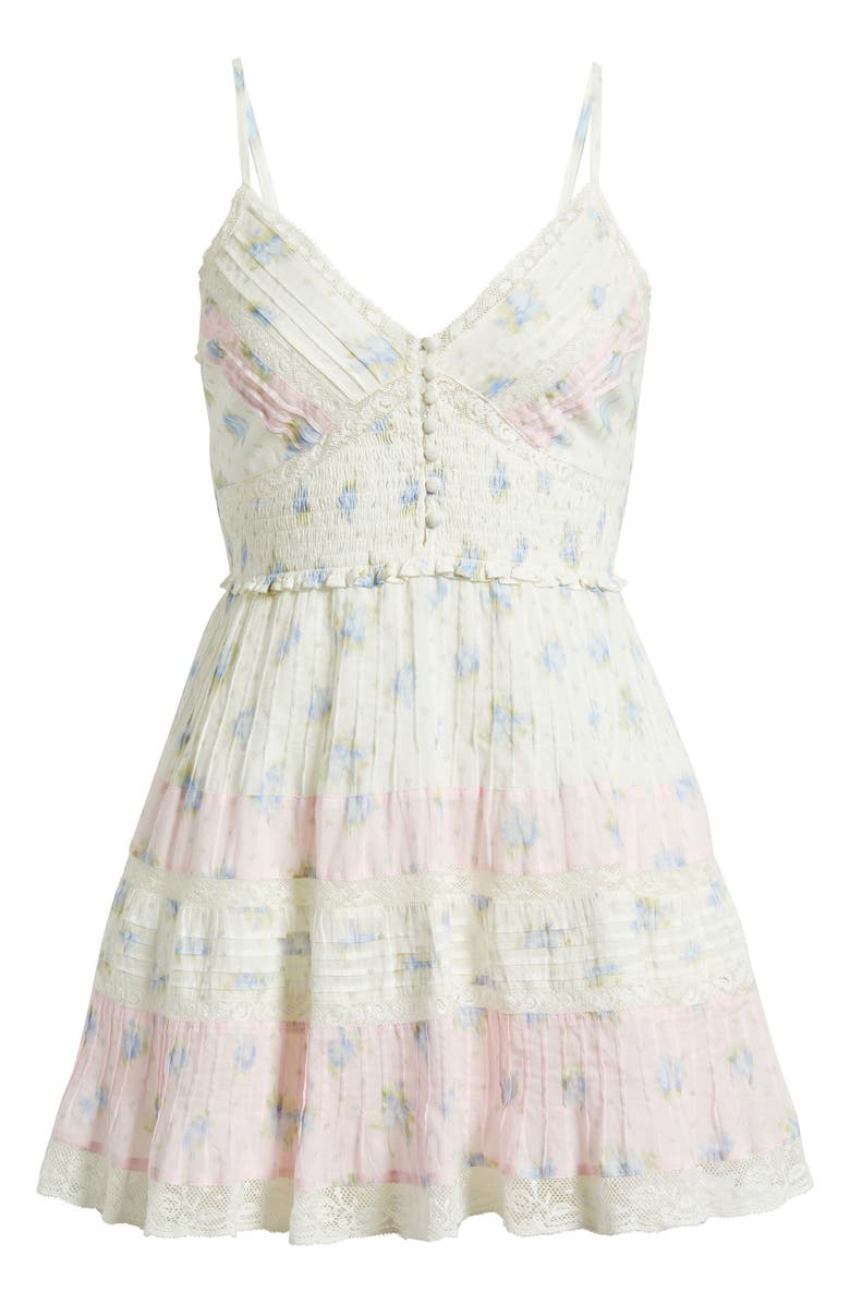 LoveShackFancy Krista Floral Sleeveless Fit & Flare Minidress, Alternate, color, Lilac Vanilla