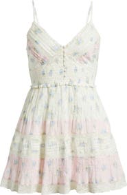 LoveShackFancy Krista Floral Sleeveless Fit & Flare Minidress