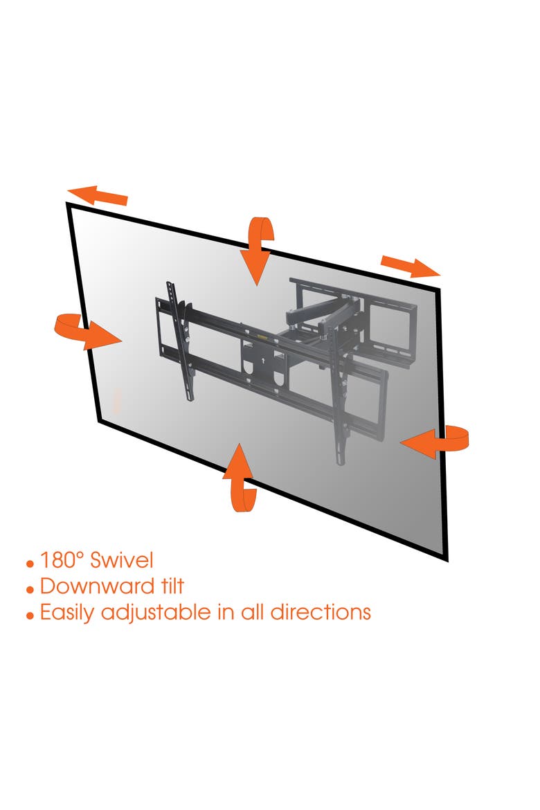 Tilt Swivel Television Wall Mount 37-60 Inch Screens, Alternate, color, Black
