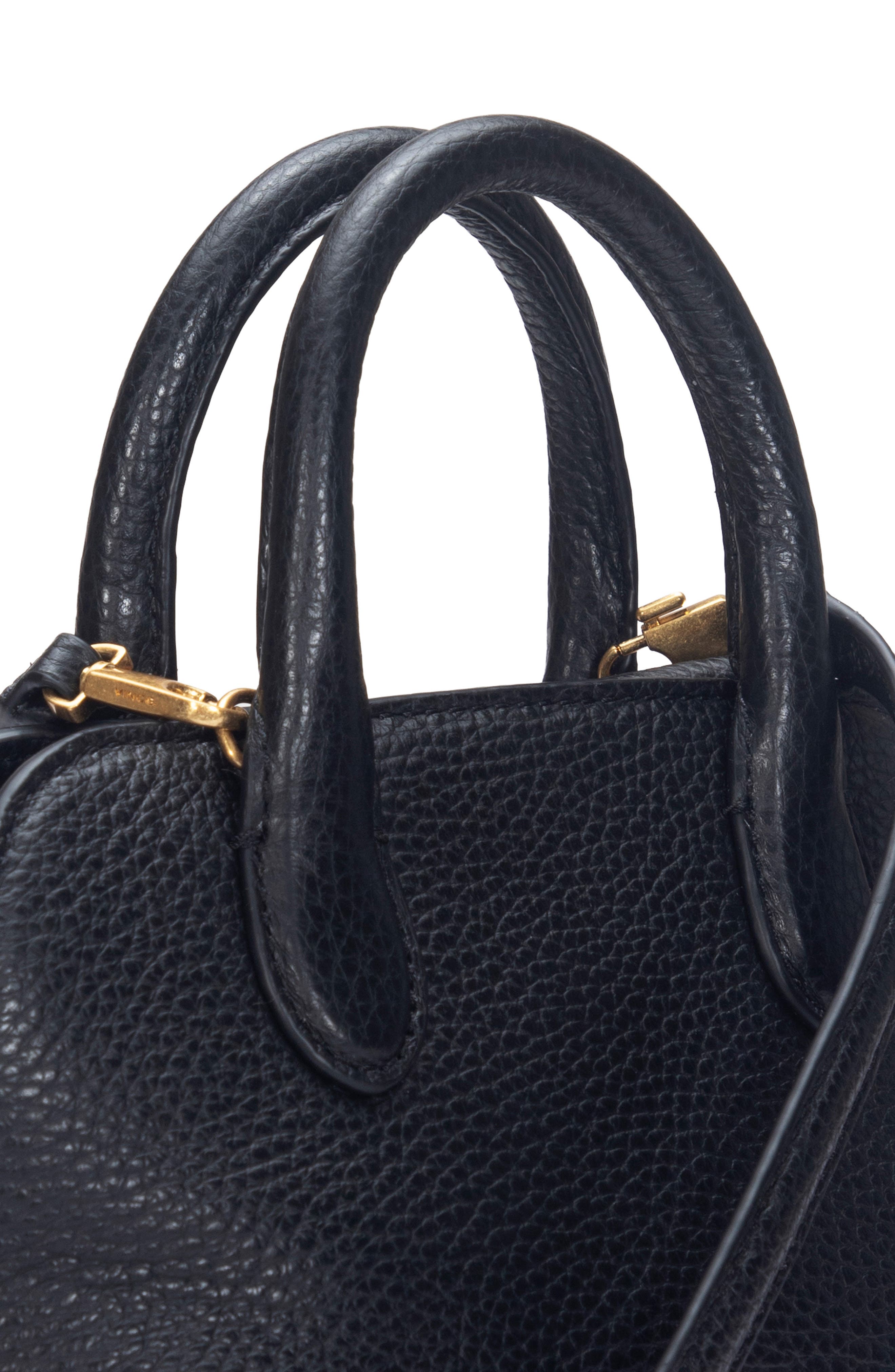 Vince Mini Delphine Pebble Leather Top Handle Bag, Alternate, color, Black