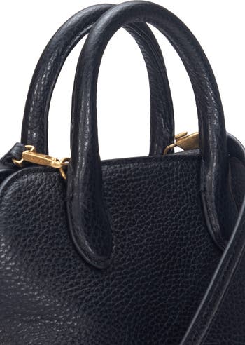 Mini Delphine Pebble Leather Top Handle Bag