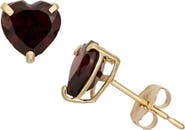 FZN Gemstone 10K Gold Heart Stud Earrings