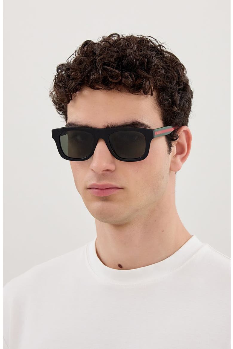 52mm Square Sunglasses, Alternate, color, BLACK