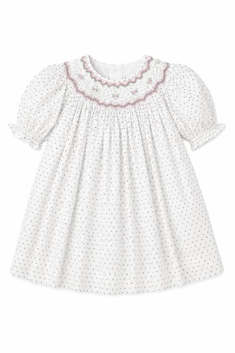 Girl Hand Smocked Star Print Dress 9m- Baby