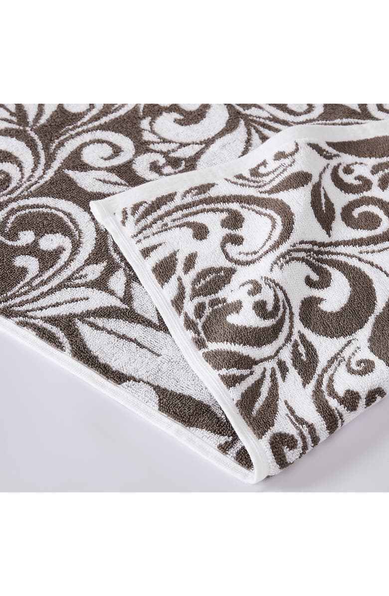 Modern Threads Trefoil Filigree Reversible Yarn-Dyed Jacquard 6-Piece Towel Set, Alternate, color, Mocha