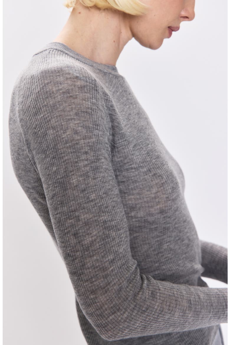 Juno Rib Long Sleeve Merino Wool Blend Top, Alternate, color, HEATHER CHARCOAL