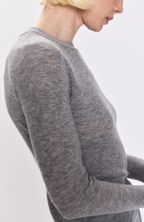 Pistola Juno Rib Long Sleeve Merino Wool Blend Top In Gray