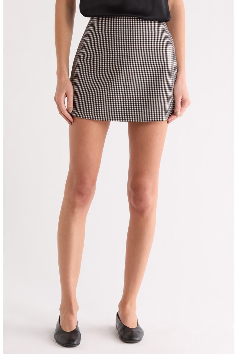 Plaid A-Line Miniskirt, Main, color, BLACK