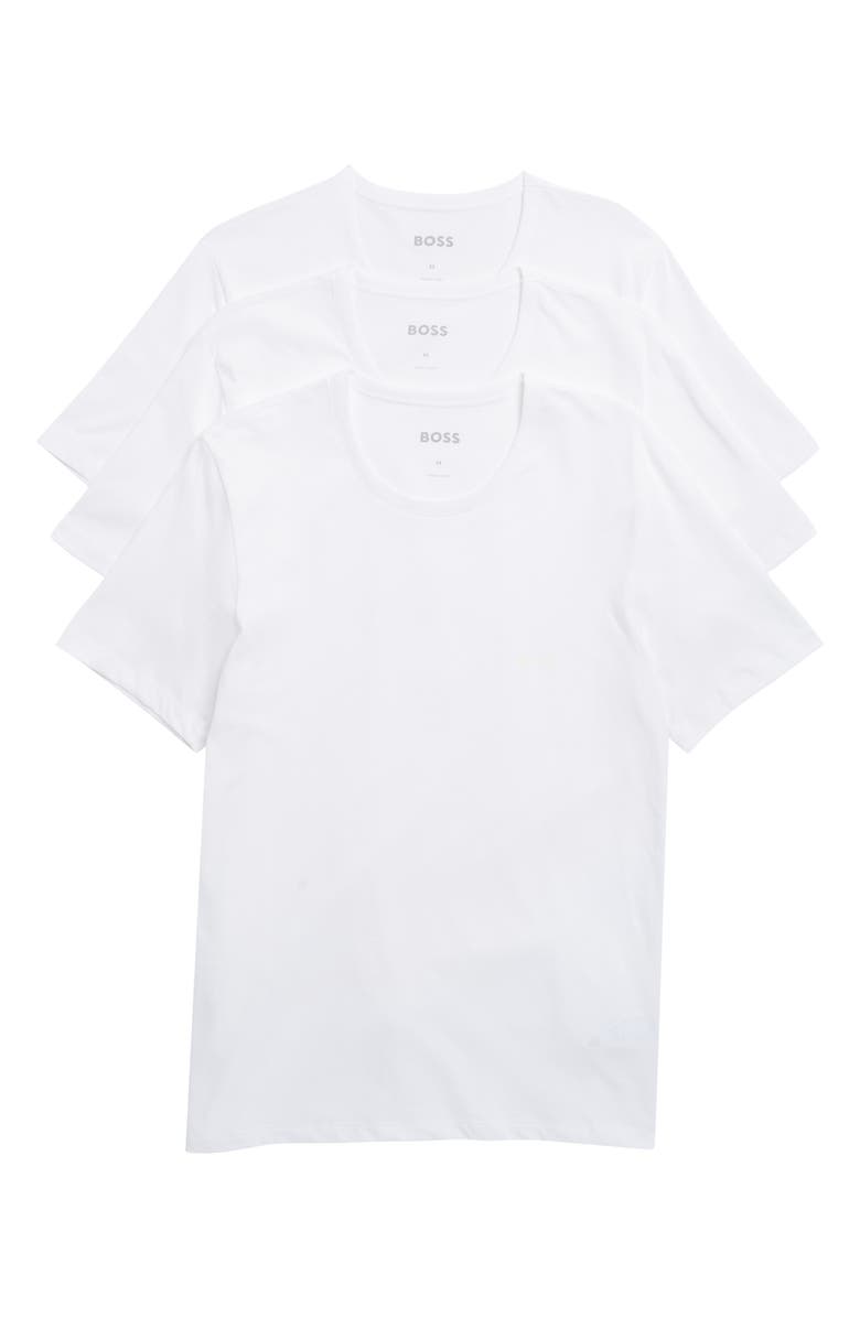 BOSS Essence 3-Pack Cotton Crewneck T-Shirts, Main, color, White