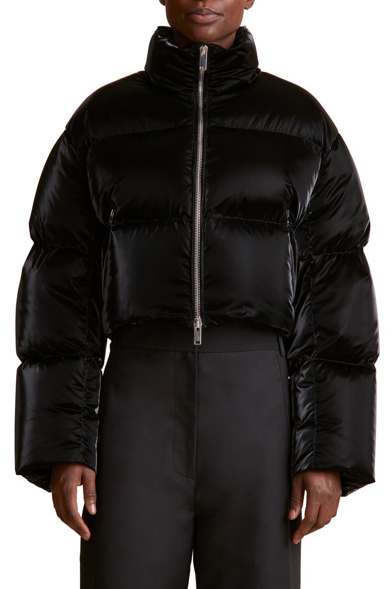 Fulmna Liquid Nylon Puffer Jacket, Main, color, BLACK