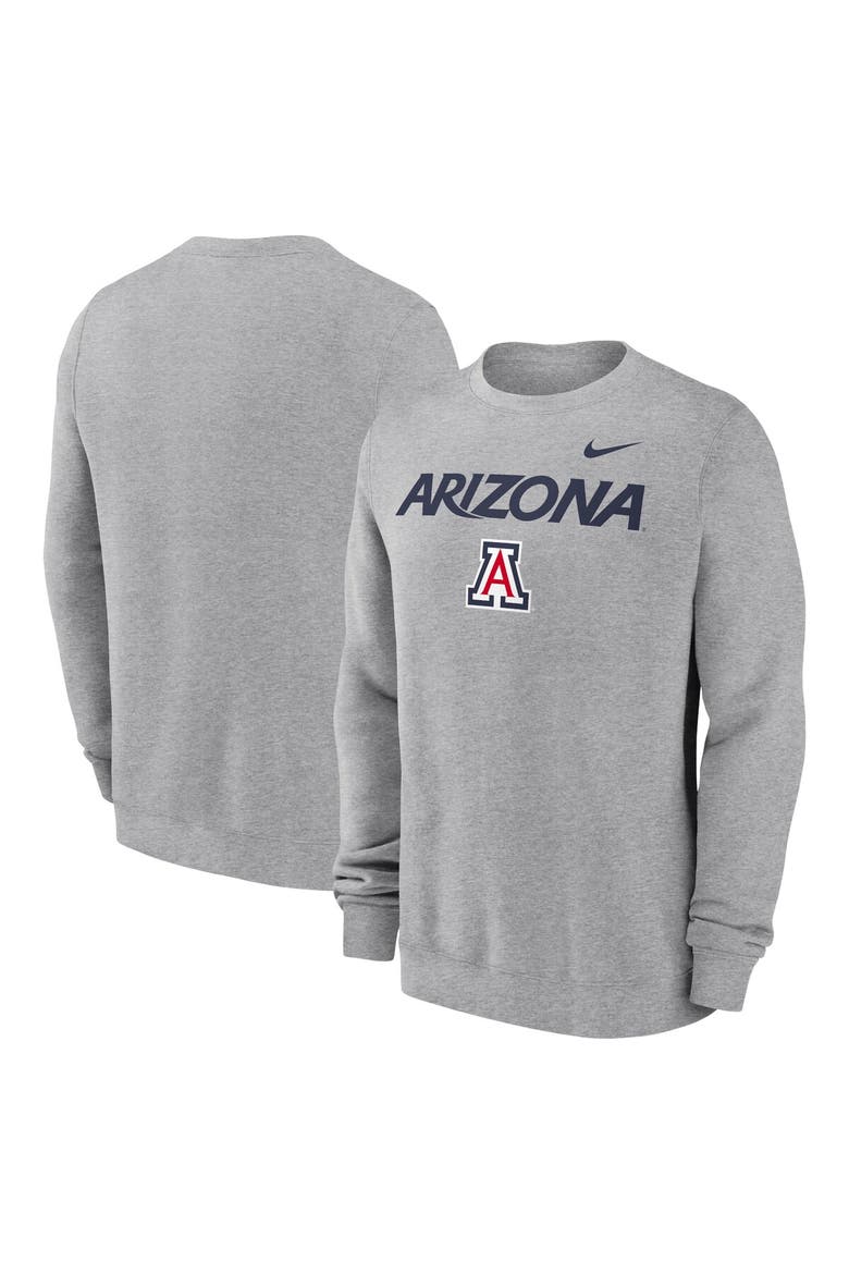 Men's Nike Heather Gray Arizona Wildcats Primetime Primary Stack Pullover Sweatshirt, Alternate, color, Heather Gray