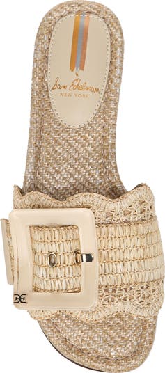 Bambi Raffia Buckle Slide Sandal