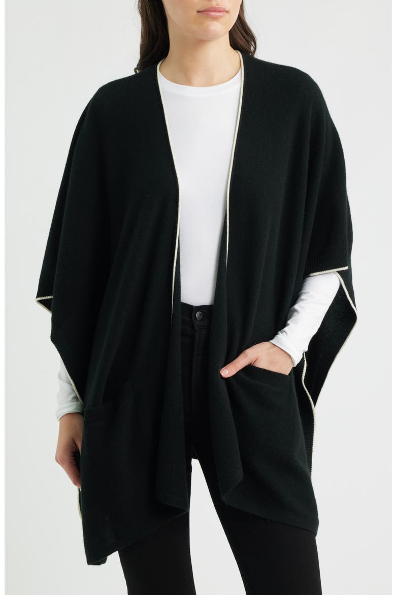 Tipped Cashmere Cape, Main, color, BLACK
