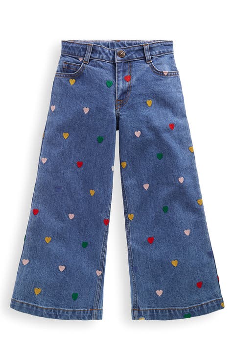 Kids' Heart Embroidered Wide Leg Denim Jeans (Toddler, Little Kid & Big Kid)