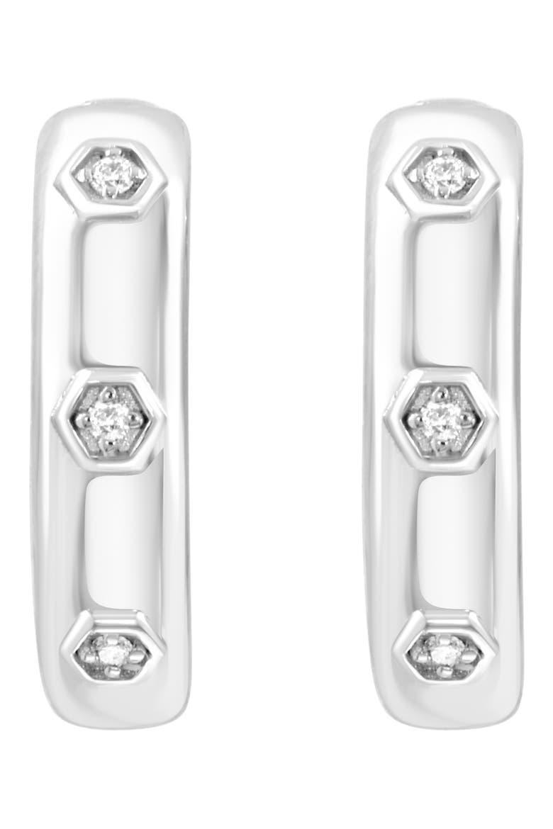 Sterling Silver Diamond Huggie Hoop Earrings, Alternate, color, SILVER