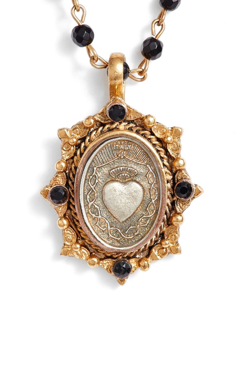 Virgins Saints & Angels Oval Pinto Sacred Heart Magdalena Rosary Necklace, Main, color,