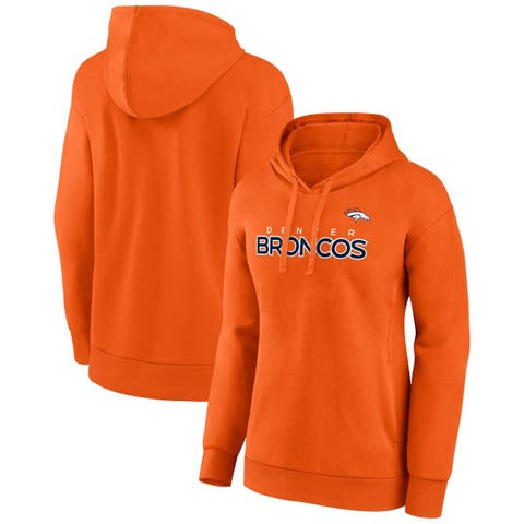 Women's Fanatics Branded Orange Denver Broncos Iconic Cotton Fleece Checklist Pullover Hoodie