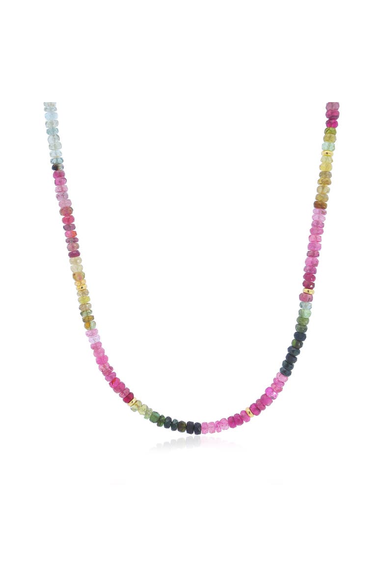 The Lovery Fine Jewelry Rainbow Tourmaline Bead Necklace, Main, color, Rainbow