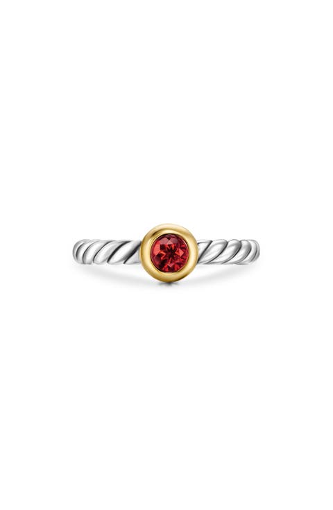 Petite Cable Ring in Sterling Silver with 14K Yellow Gold